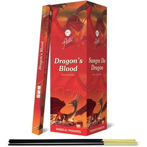 Flute Dragon's Blood Incense Sticks, 200 Sticks | 9" Inch Agarbatti Sticks with 40 Mins Burning time | Floral, Sandal, Musk, Amber, Warm & Soothing Fragrance for Deep Relaxation | 8 Sticks/Pack
