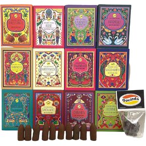 مجموعة متنوعة من مخاريط بخور سريفاني ذات الرائحة العالية من أجل الشلال العطري ونافورة الدخان وشلالات الضباب وحزمة مبخرة اللوتس - 12 عبوة إجمالي 120 قطعة من 12 عطرًا in Kuwait