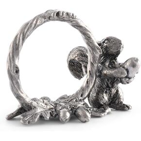 Vagabond House Pewter Squirrel Branch Napkin Ring (Sold as Single Ring) Artisan Crafted Designer Ring 2 inch Tall