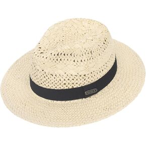 Unisex Straw Fedora Sun Hats Panama Style with Wide Brim Beach Hat UPF50+