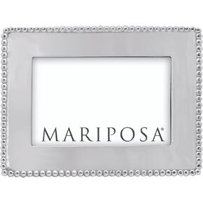 MARIPOSA BEADED 4X6 ENGRAVABLE FRAME | SILVER | BRILLANTE | FRAMES | ENGRAVABLE FRAMES | RECYCLED SANDCAST ALUMINUM | HANDMADE IN MEXICO