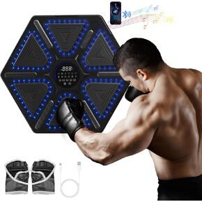 FOOING Smart Music Boxing Machine with Boxing Gloves, Boxing Machine Wall Mounted for Boxing Training, Smart Boxing Training Punching Equipment for Home, Gym,Indoor