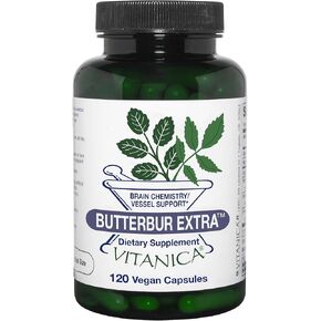 Vitanica, Butterbur Extra, Brain Chemistry and Vessel Support, Vegan, 120 Capsules