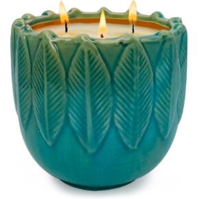 Exquisite Ceramic Citronella Candle Outdoor, Natural Essential Oils & Soy Wax Scented Candle, Indoor Outdoor Ambiance Enhancing Centerpiece Candles, 20oz 3-Wick Large Citronella Candle