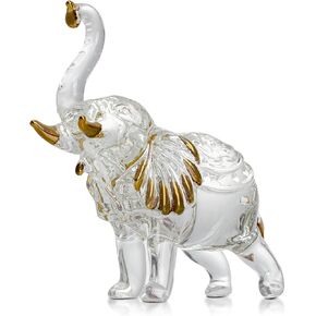Handcrafted Unique Glass Elephant Statue - Elegant Elephant Figurines for Home Decor Holiday Party Crystal Gifts
