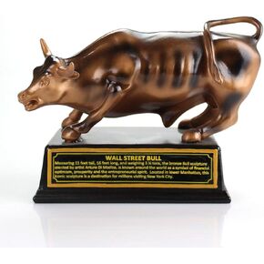 Official Licensed Bronze Wall Street Bull Stock Market NYC Figurine Statue with Base - Small