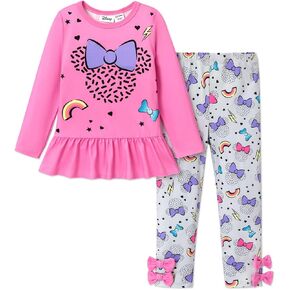 Disney Princess Toddler Girls Long Sleeve Ruffle T-Shirt Dress Pants Leggings Outfit Set