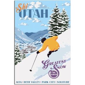 Utah, Alta, Deer Valley, Park City, Ski Vintage Travel Posters 08x12inch(20x30cm) Canvas Wall Art Prints, Home Decor for Living Room, Bedroom, And Office