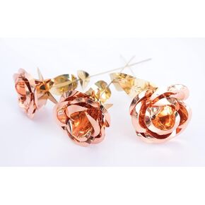 6.5 Inch Golden Metal Roses Flower - Hand Forged Copper Rose Sculpture - Metal Roses - Rosecs for Romantic Anniversary Wedding Birthday Valentine's Day Gift - Personalized Present- with Gift Box (1)