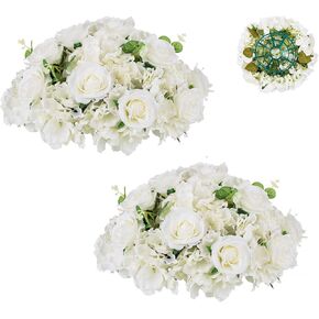 BLOSMON Artificial Flower Balls Wedding Centerpieces 2 Pcs 15.7" Large Dusty Pink Fake Flowers Rose Hydrangea Ball Arrangement Center Pieces for Table Silk Floral Bouquet for Wedding Party Home Decor