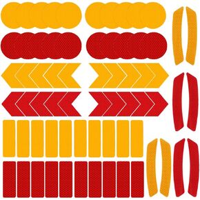 68Pcs Warning Reflective Stickers, Reflective Decals Waterproof Reflector Tapes, Night Visibility Adhesive Reflector Stickers for Motorcycle Bicycle Clothing Car Trunks Backpacks