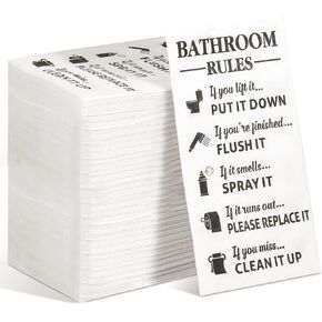 100 Pcs Bathroom Napkins Guest Disposable Paper Hand Towels Bathroom Rules Decorative Napkins Toilet Rules Hand Paper for Bathroom Powder Room Wedding Birthday Baby Bridal Shower Decorative Towel