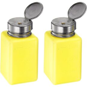 HARFINGTON 2pcs Solvent Alcohol Dispensers 120ml(4oz) Push Down Liquid Dispenser Pump Bottle with Sealing Stainless Steel Lid for Acetone Cleanser Polish Remover, Blue