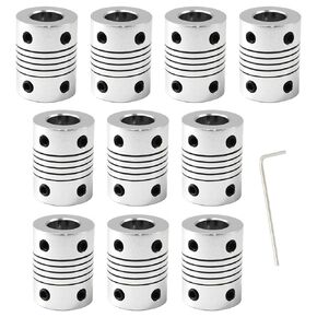5mm to 6mm Flexible Shaft Coupling 25mm Length Aluminium Alloy Flexible Coupling for 3D Printer and CNC Machine Pack of 10 (Wrench Included)