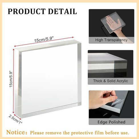 Hipiwe Square Acrylic Display Block - 4 Pcs Clear Acrylic Square Display Base for Jewelry Action Figures Display Risers Tabletop Necklace Display Stand Holder, 5.9"x5.9"x1" in Saudi Arabia