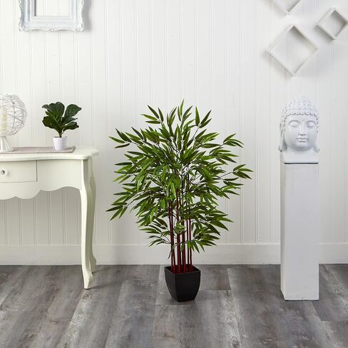 Nearly Natural 4ft. Bamboo Silk Planter Artificial Tree, 48in, Green in Saudi Arabia