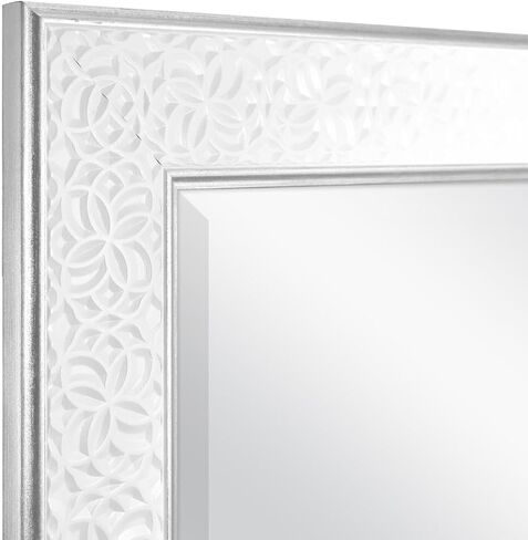 مرآة حائط كبيرة من MCS Nordic Blossom، مرآة مستطيلة حديثة لديكور المنزل لغرفة المعيشة أو غرفة النوم أو الحمام، 29 × 41 بوصة، أبيض in Kuwait