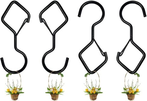 خطاف Q-Hanger S 12 قطعة مقاس 4 بوصات أسود Q Hanger S مع مشبك أمان، خطافات لولبية لأضواء سلسلة خارجية، خطافات سقف لنباتات التعليق، خطاف ضوء S in Saudi Arabia