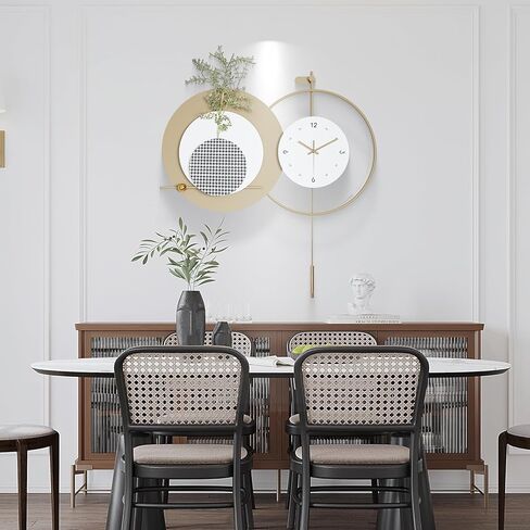 ساعة حائط حديثة كبيرة لغرفة المعيشة، ساعة حائط مزخرفة مع بطارية بندول صامتة تعمل بديكور جداري معدني ل/غرفة النوم/المدخل/الممرات/ديكور المواقد in Kuwait