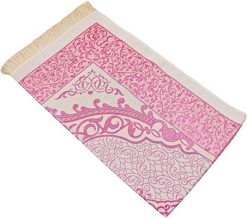 Muslim Prayer Rug and Prayer Beads with Elegant Cylinder Gift Box | Janamaz | Sajadah | Soft Islamic Prayer Rug | Islamic Gifts Set | Prayer Carpet Mat, Taffeta Fabric, Black in Saudi Arabia