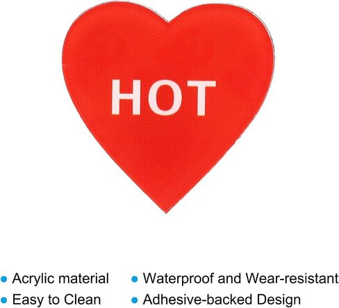 PATIKIL Self Stick Hot/Cold Water Label, 3 Pairs/6 Pack Acrylic Heart Shape Sticker Signs for Faucets Sinks, Red/Blue in Kuwait