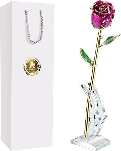 AliveRose Valentines Day Gifts for Her Rose, 24K Gold Rose Made from Real Rose - Unique Design Gold Plated Rose for Anniversary Valentines (Red Original Rose with Stand) in Saudi Arabia