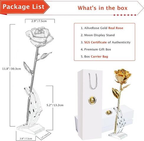 AliveRose Valentines Day Gifts for Her Rose, 24K Gold Rose Made from Real Rose - Unique Design Gold Plated Rose for Anniversary Valentines (Red Original Rose with Stand) in Saudi Arabia