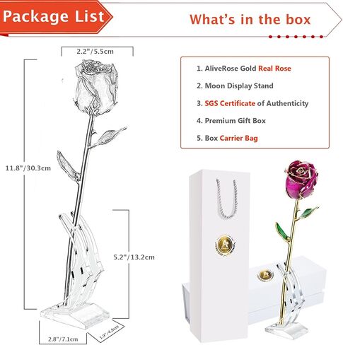 AliveRose Valentines Day Gifts for Her Rose, 24K Gold Rose Made from Real Rose - Unique Design Gold Plated Rose for Anniversary Valentines (Red Original Rose with Stand) in Saudi Arabia