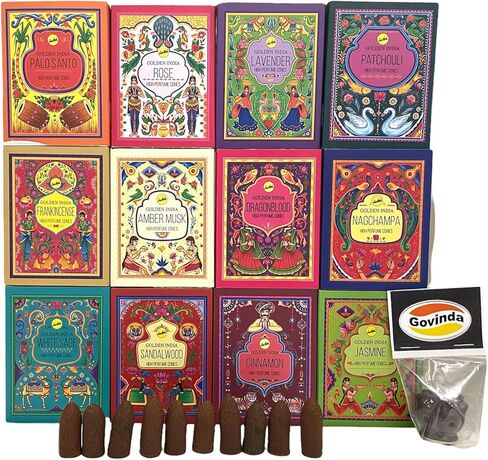 مجموعة متنوعة من مخاريط بخور سريفاني ذات الرائحة العالية من أجل الشلال العطري ونافورة الدخان وشلالات الضباب وحزمة مبخرة اللوتس - 12 عبوة إجمالي 120 قطعة من 12 عطرًا in Kuwait