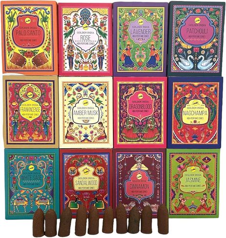 مجموعة متنوعة من مخاريط بخور سريفاني ذات الرائحة العالية من أجل الشلال العطري ونافورة الدخان وشلالات الضباب وحزمة مبخرة اللوتس - 12 عبوة إجمالي 120 قطعة من 12 عطرًا in Kuwait
