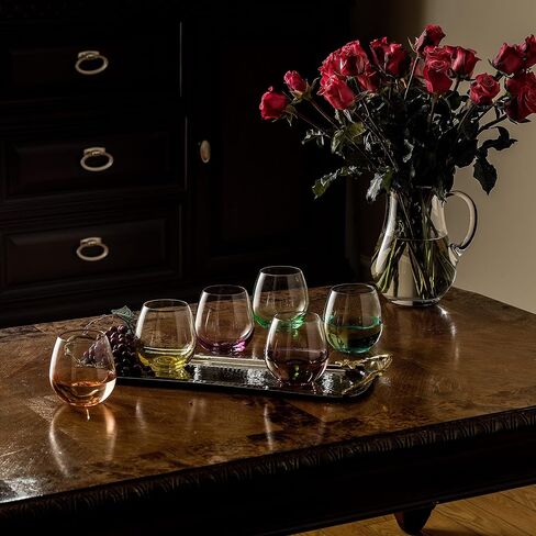 JoyJolt HUE Stemless Wine Glass Set. Large, 15 oz, Stemless, Set of 6. Short Wine Tumblers for White Wine, Red Wine, Water, No Stem Margarita Glasses, Colored in Saudi Arabia