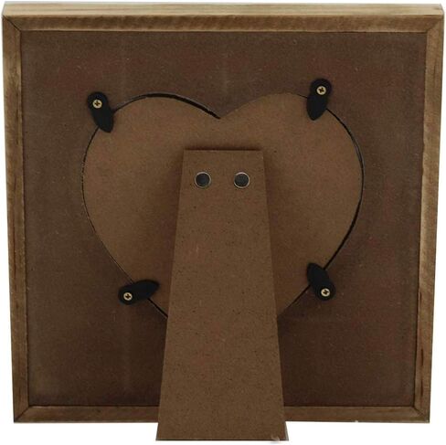 إطار صورة منضدية من الخشب الريفي لبيت المزرعة، إطار صورة مقصوص على شكل قلب مع لمسة خرز خشبية، إطار صورة مربع واحد مناسب للصور مقاس 5x5 بوصة، 7.75 × 7.75 بوصة in Kuwait