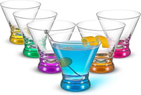 JoyJolt HUE Stemless Wine Glass Set. Large, 15 oz, Stemless, Set of 6. Short Wine Tumblers for White Wine, Red Wine, Water, No Stem Margarita Glasses, Colored in Saudi Arabia