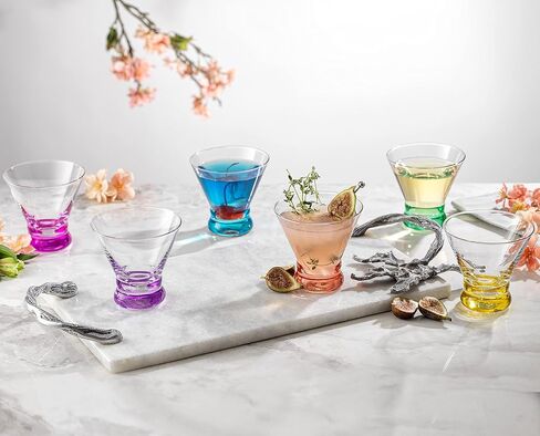 JoyJolt HUE Stemless Wine Glass Set. Large, 15 oz, Stemless, Set of 6. Short Wine Tumblers for White Wine, Red Wine, Water, No Stem Margarita Glasses, Colored in Saudi Arabia