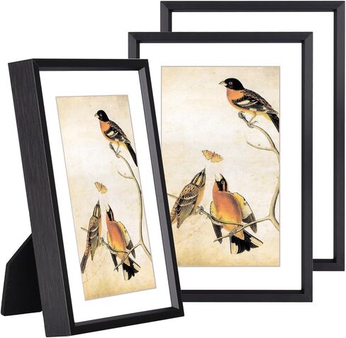 3.5x5 Picture Frame Set of 3, Black Metal Photo Frames with HD Glass, Fits 2.5x3.5 with Mat or 3.5x5 without Mat, Wall Hanging and Table Display in Saudi Arabia