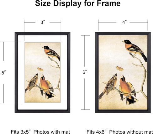 3.5x5 Picture Frame Set of 3, Black Metal Photo Frames with HD Glass, Fits 2.5x3.5 with Mat or 3.5x5 without Mat, Wall Hanging and Table Display in Saudi Arabia