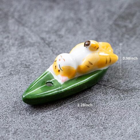 Set of 2, Japanese Mini Cute Kitty Cat with Dog Handmade White Ceramic Incense Stick Holder or Incense Burner Holder, Inscent Tray for Home Decor Yoga Spa Meditation, 1.42 inches in Kuwait