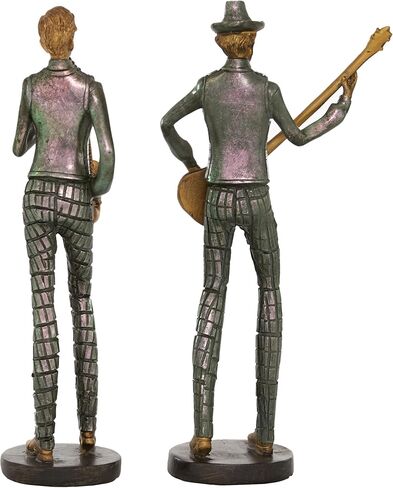 Deco 79 Polystone Musician Decorative Sculpture Home Decor Statues, Set of 2 Accent Figurines 12", 12"H, Silver in Saudi Arabia