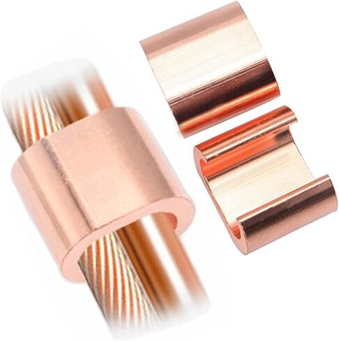 10 Pcs U Shaped Thick Copper Crimping Terminal Connector Kit,Copper Crimp Sleeve, Non Insulated Classified Cable and Wire Docking Connector Kit,Suitable for 9,10,11 Awg Gauge in Saudi Arabia
