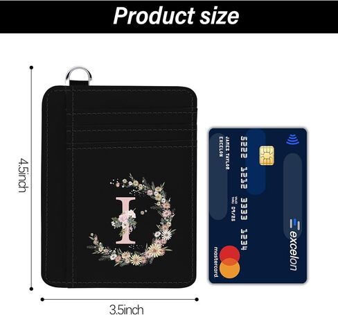 GABraden Credit Card Holder for Women,RFID Small Wallet Blocking Credit Card Holder,Slim Minimalist Wallet,Leather Card Case Holder With Keychain (Initial Monogram-K) in Kuwait