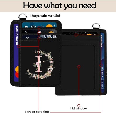 GABraden Credit Card Holder for Women,RFID Small Wallet Blocking Credit Card Holder,Slim Minimalist Wallet,Leather Card Case Holder With Keychain (Initial Monogram-K) in Kuwait