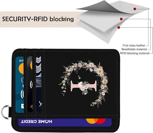 GABraden Credit Card Holder for Women,RFID Small Wallet Blocking Credit Card Holder,Slim Minimalist Wallet,Leather Card Case Holder With Keychain (Initial Monogram-K) in Kuwait