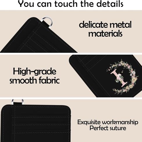 GABraden Credit Card Holder for Women,RFID Small Wallet Blocking Credit Card Holder,Slim Minimalist Wallet,Leather Card Case Holder With Keychain (Initial Monogram-K) in Kuwait