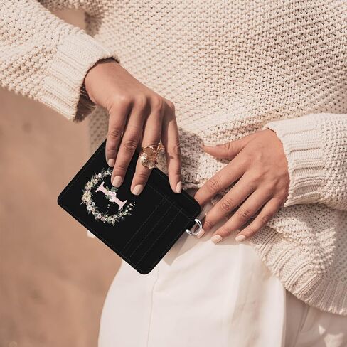 GABraden Credit Card Holder for Women,RFID Small Wallet Blocking Credit Card Holder,Slim Minimalist Wallet,Leather Card Case Holder With Keychain (Initial Monogram-K) in Kuwait