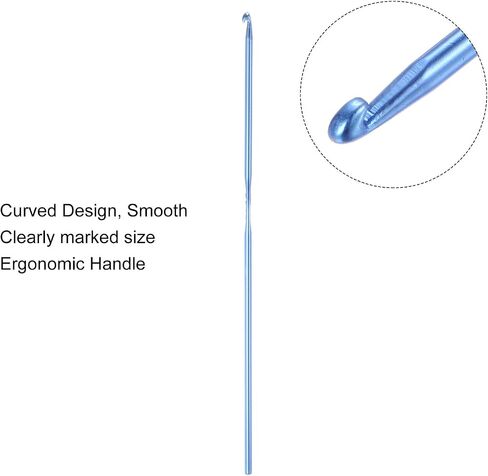 uxcell Aluminum Crochet Hook 5mm US Size H (Size 8) Knitting Needles for DIY Craft Yarn Blue 10Pcs in Saudi Arabia