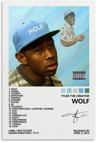 ملصقات غلاف ألبوم الموسيقى TEEZO Tyler، ملصق The Creator Wolf Music للغرفة الجمالية من القماش لتزيين غرفة النوم مقاس 12 × 18 بوصة (30 × 45 سم)، نمط غير إطار in Saudi Arabia