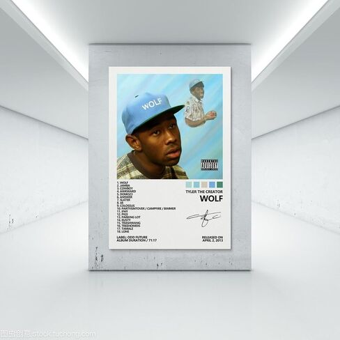 ملصقات غلاف ألبوم الموسيقى TEEZO Tyler، ملصق The Creator Wolf Music للغرفة الجمالية من القماش لتزيين غرفة النوم مقاس 12 × 18 بوصة (30 × 45 سم)، نمط غير إطار in Saudi Arabia