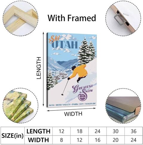 Utah, Alta, Deer Valley, Park City, Ski Vintage Travel Posters 08x12inch(20x30cm) Canvas Wall Art Prints, Home Decor for Living Room, Bedroom, And Office in Saudi Arabia