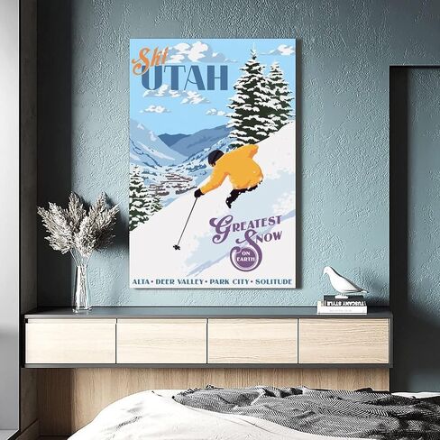 Utah, Alta, Deer Valley, Park City, Ski Vintage Travel Posters 08x12inch(20x30cm) Canvas Wall Art Prints, Home Decor for Living Room, Bedroom, And Office in Saudi Arabia