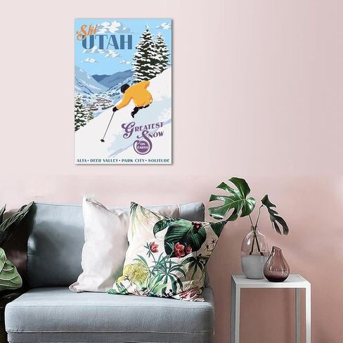 Utah, Alta, Deer Valley, Park City, Ski Vintage Travel Posters 08x12inch(20x30cm) Canvas Wall Art Prints, Home Decor for Living Room, Bedroom, And Office in Saudi Arabia